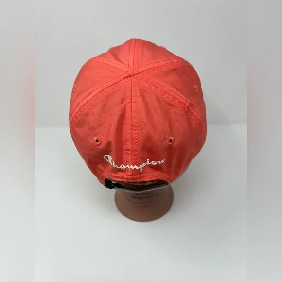 Champion Women’s Adjustable Hat Coral Pink White C Embroidered Logo Baseball Hat - Picture 6 of 11